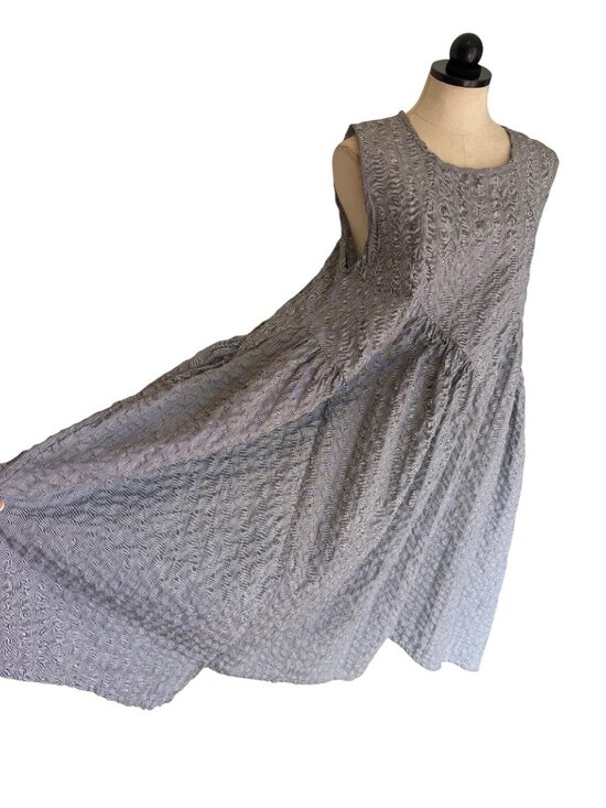 Dress To Kill Dresses & Skirts - Dress to Kill Womens Seersucker Sleeveless Maxi Dress OS Gray Cotton Lagenlook